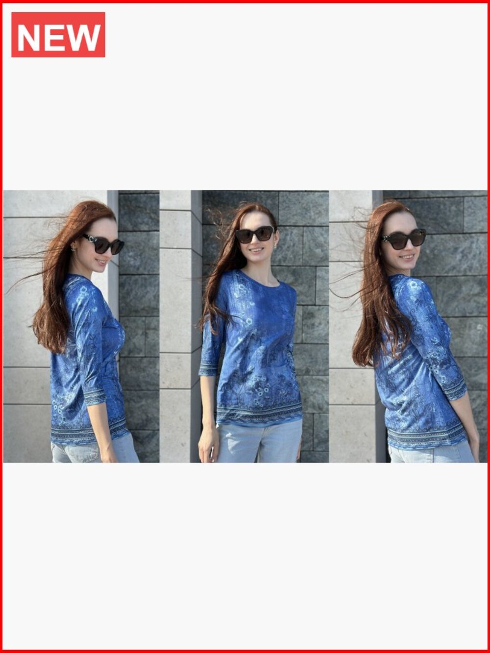 Women's 3/4 Sleeve Tunic Crew Neck Tee Blouses Business Casual Tops - Picture 6 of 6